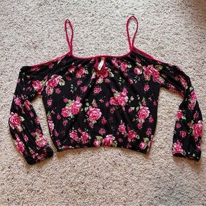 Floral Black and Pink Women's Top
